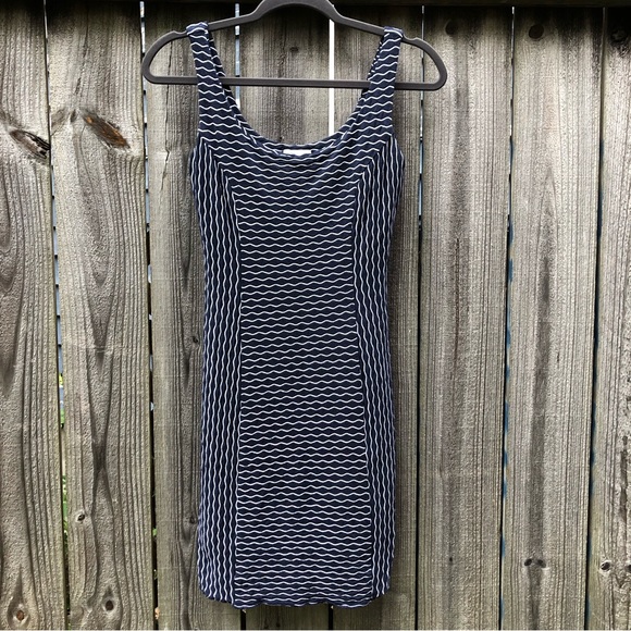 Milly New York Maria Sleeveless Dress Size S Navy White Wavy Stripes Stretch - Picture 11 of 16